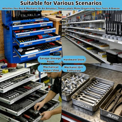 12Pcs 3D Printed Magnetic Toolbox Labels for Metal Drawers, Cabinets, Carts