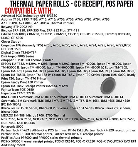 (10 Rolls) 3 1/8 x 230 thermal paper square POS cash register thermal receipt paper rolls bpa free BuyRegisterRolls - size: Pack of 10, style: BPA Free Thermal