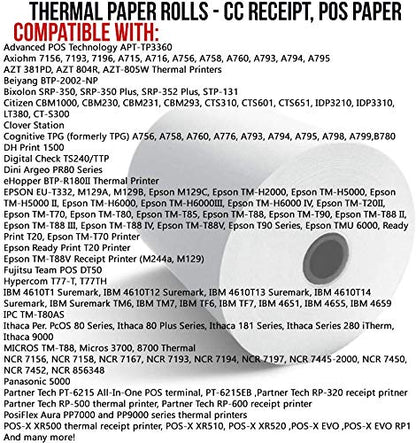 (10 Rolls) 3 1/8 x 230 thermal paper square POS cash register thermal receipt paper rolls bpa free BuyRegisterRolls - size: Pack of 10, style: BPA Free Thermal