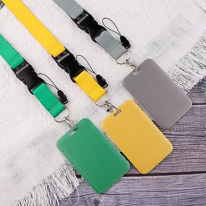 Yellow Lanyard with ID Holder Lanyard for Keys ID Badges Keychain Vertical Name Badge Holder with Clip - color: Yellow1