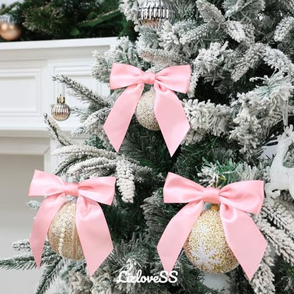 Pre-Tied Pink Satin Ribbon Twist Tie Bows 5 Inch 36 Pack - color: Pink