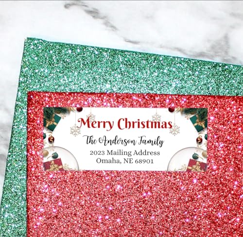 Sunshine Stickers Custom Christmas Return Address Labels-Personalized Holiday Return Address Labels, Set of 120 Self Adhesive Mailing Rectangle Personalized Name Stickers for Envelopes (Pattern 12) - style: Pattern 12