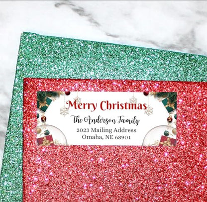 Sunshine Stickers Custom Christmas Return Address Labels-Personalized Holiday Return Address Labels, Set of 120 Self Adhesive Mailing Rectangle Personalized Name Stickers for Envelopes (Pattern 12) - style: Pattern 12