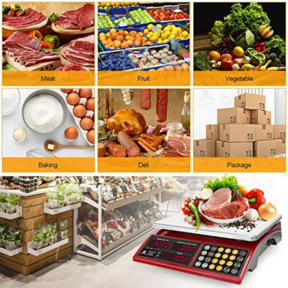 66lb Digital Commercial Kitchen Scale with Price Computing - color: Stainless Steel Scale Pan-Large Size-RED LED