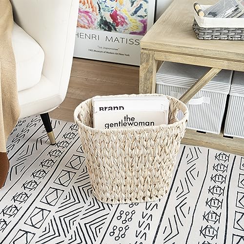 GRANNY SAYS Wicker Trash Can, Wicker Waste Basket for Bathroom, Butter Milk - color: Butter Milk, size: Rectangular - 13"L x 7½"W x 12¼"H