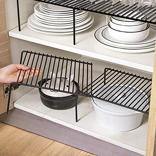 Tomorotec Expandable Cabinet Shelf Organizer, Metal Kitchen Pantry, Black - color: Black-1 Pcs