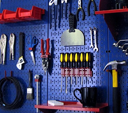 Wall Control Pegboard 32in x 16in Blue Metal Pegboard Tool Board Panel - color: Blue