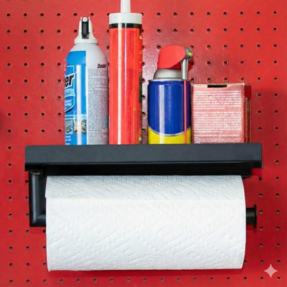 Pegboard Paper Towel Holder with Hooks, Peg Board Organizer Accessory - size: Paper Towel Bar with Shelf