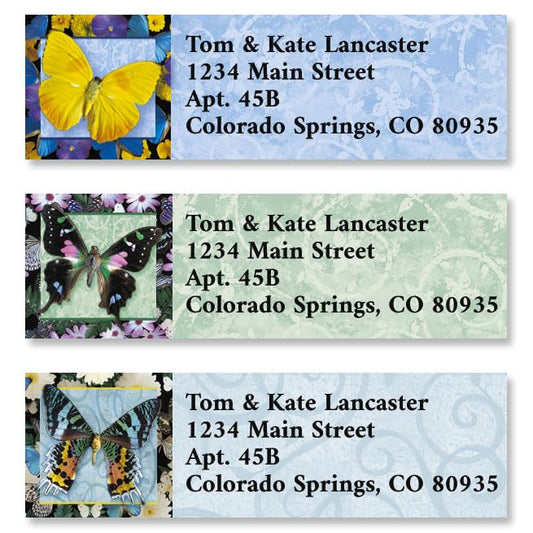Colorful Images Brilliant Butterflies Classic Return Address Labels (6 Designs) - Personalize with Name & Addresses, Set of 240 Self Adhesive, Easy Peel Flat Label Sheets, 5/8" x 2", 6 Designs - color: Brilliant Butterflies