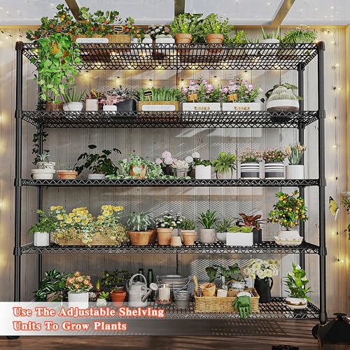 REIBII 5-Tier Heavy Duty Shelving with Wheels, 3200LBS Storage Rack - size: 60''W X 18'' D X 73'' H
