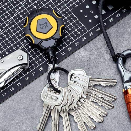 MNGARISTA Heavy Duty Retractable Badge Reel, 10 oz 31.5'' Keychain - color: Yellow Keychain 1 Pcs