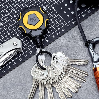 MNGARISTA Heavy Duty Retractable Badge Reel, 10 oz 31.5'' Keychain - color: Yellow Keychain 1 Pcs