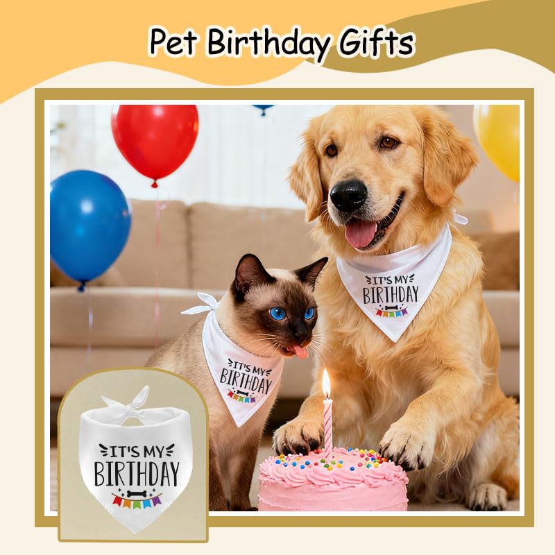 It's My Birthday Dog Bandana Scarf for Medium Large Dogs Birthday Scarf for Puppy Girls Boys Dog Bday Scarf for Girls Boys Dogs Birthday from Pet Owner - color: Birthday Bandana