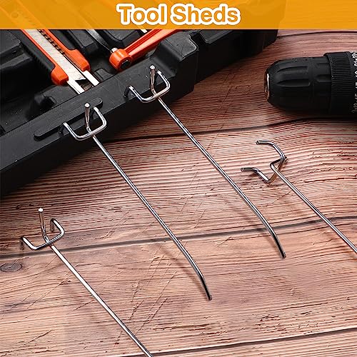 Funrous 100 Pack 6 Inch Stainless Steel Hooks for Pegboard, Silver - size: 6 Inch