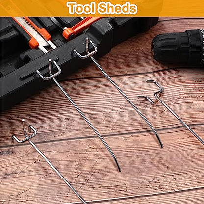 Funrous 100 Pack 6 Inch Stainless Steel Hooks for Pegboard, Silver - size: 6 Inch