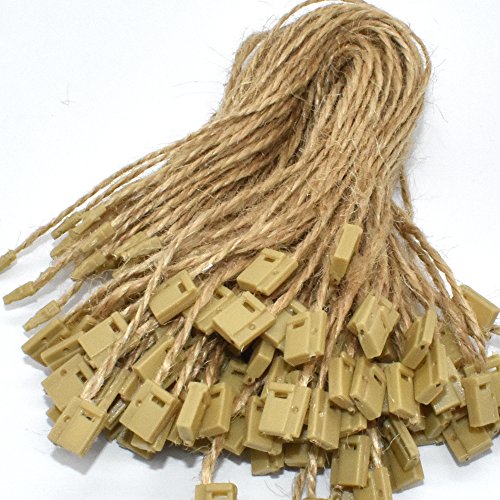 500 Pcs Hemp Twine Hang Tag String Snap Lock Pin Loop Fastener Hook Ties Easy and Fast to Attach (Pack of 2) - size: 7 inch (Pack of 2)