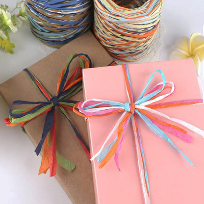 UPSTORE 262 Feet 6Colors Raffia Paper Ribbon, Colorful Packing Twine String