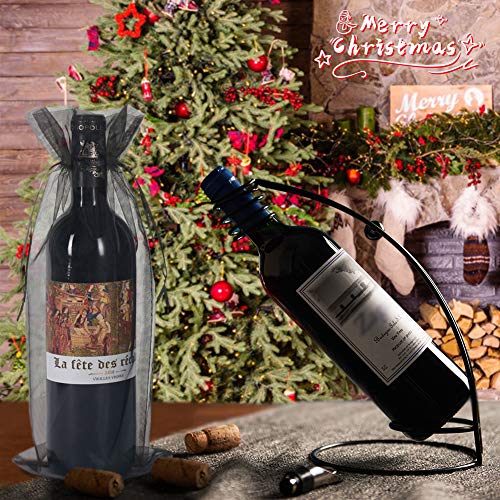 HRX Package 30pcs Mesh Organza Wine Bags for Gift Giving (Black) - color: Black