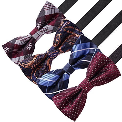 AUSKY 8 PACKS Elegant Adjustable Pre-tied Bow Ties for Men Boys (1&4&5&6&8 Pack for option) - color: D