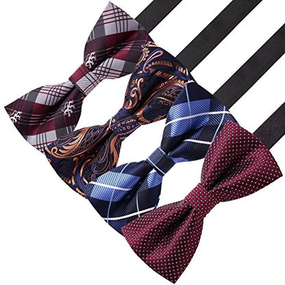 AUSKY 8 PACKS Elegant Adjustable Pre-tied Bow Ties for Men Boys (1&4&5&6&8 Pack for option) - color: D