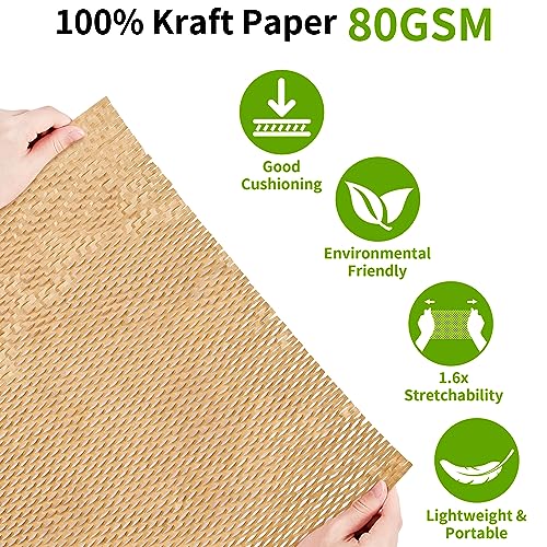 JARLINK 4 Pack Stretch Film, 15" x 1000ft Shrink Wrap for Pallet Wrap W/Honeycomb Packing Paper, 15"x 213' Bubble Packing Wrap for Packing/Shipping/Moving