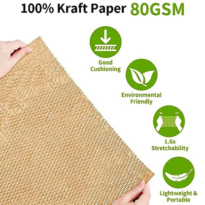 JARLINK 4 Pack Stretch Film, 15" x 1000ft Shrink Wrap for Pallet Wrap W/Honeycomb Packing Paper, 15"x 213' Bubble Packing Wrap for Packing/Shipping/Moving