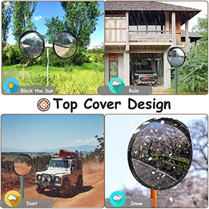 12" Security Mirror for Home, Adjustable Fixing Bracket - size: 12in with brim
