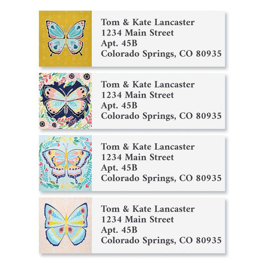 Colorful Images Colorful Flutters Return Address Mailing Labels, Personalize with Name & Addresses, Set of 240 Self Adhesive, Easy Peel Flat Label Sheets, 5/8" x 2", 4 Designs - color: Colorful Flutters