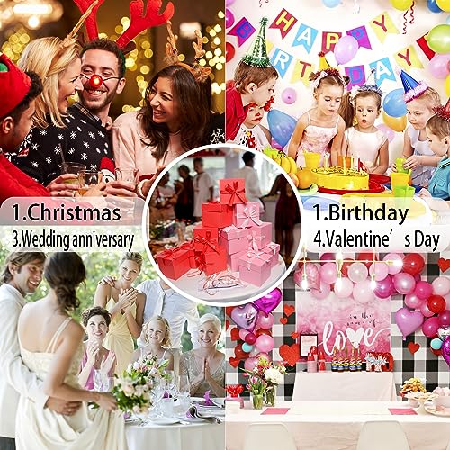 Gift Box with Lid & Ribbon for present, 12pcs, Pink & Red, 4"×4"×4" - color: Pink & Red, size: 4 x 4 x 4 Inch