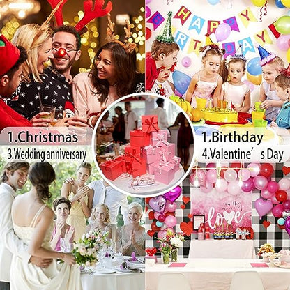 Gift Box with Lid & Ribbon for present, 12pcs, Pink & Red, 4"×4"×4" - color: Pink & Red, size: 4 x 4 x 4 Inch