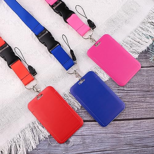 Lanyard ID Holder Red Lanyard for Keys ID Badges Keychain Vertical Name Badge Holder with Clip - color: Red
