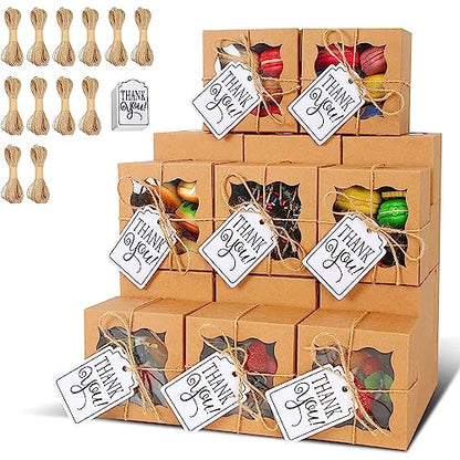 KPOSIYA 120pcs Small Cookie Boxes with Window, 4x4x2.5 Brown Bakery Box - color: Brown, size: 120