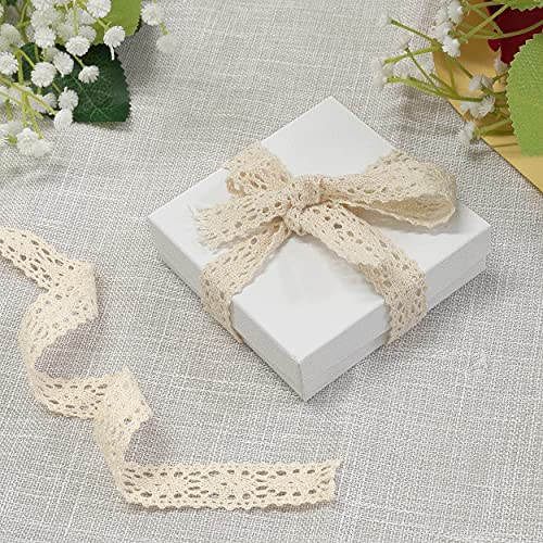 Cardboard Jewelry Boxes 10 Pack - 3.5"x3.5"x1" Bulk Cotton Filled Small Gift Boxes with Lids for Jewelry Packaging (White) - color: White