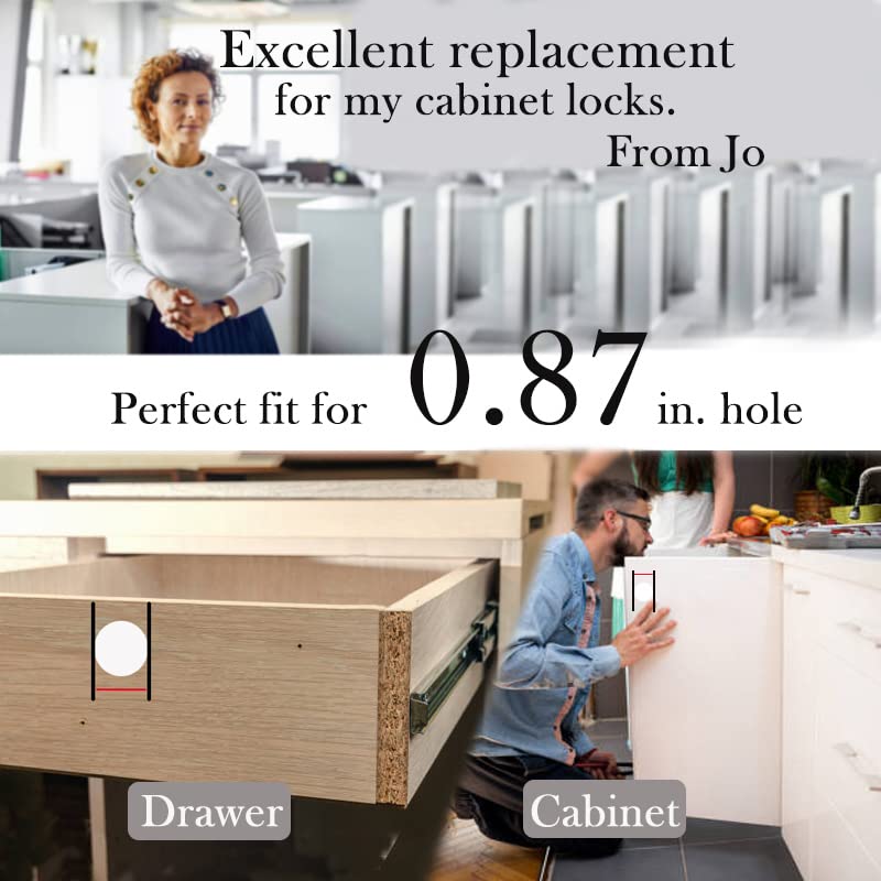 XIEHE 801 Cabinet Drawer Lock with Keys 7/8 inch Outside Cylinder Diameter Chrome Finish 4 Pack Keyed Alike - color: Chrome, 4PACK, size: 801 Keyed alike