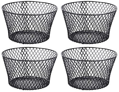 Small Metal Rectangular, Oval and Round Wire Baskets with Handles, Black and White, 4-ct Sets (Round Black Without Handles)