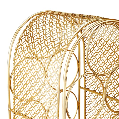 Twine Trellis Wine Rack, Holds 7 Bottles, Gold Countertop Wine Storage, Cast Iron - style: Trellis Wine Rack - 7 Bottle