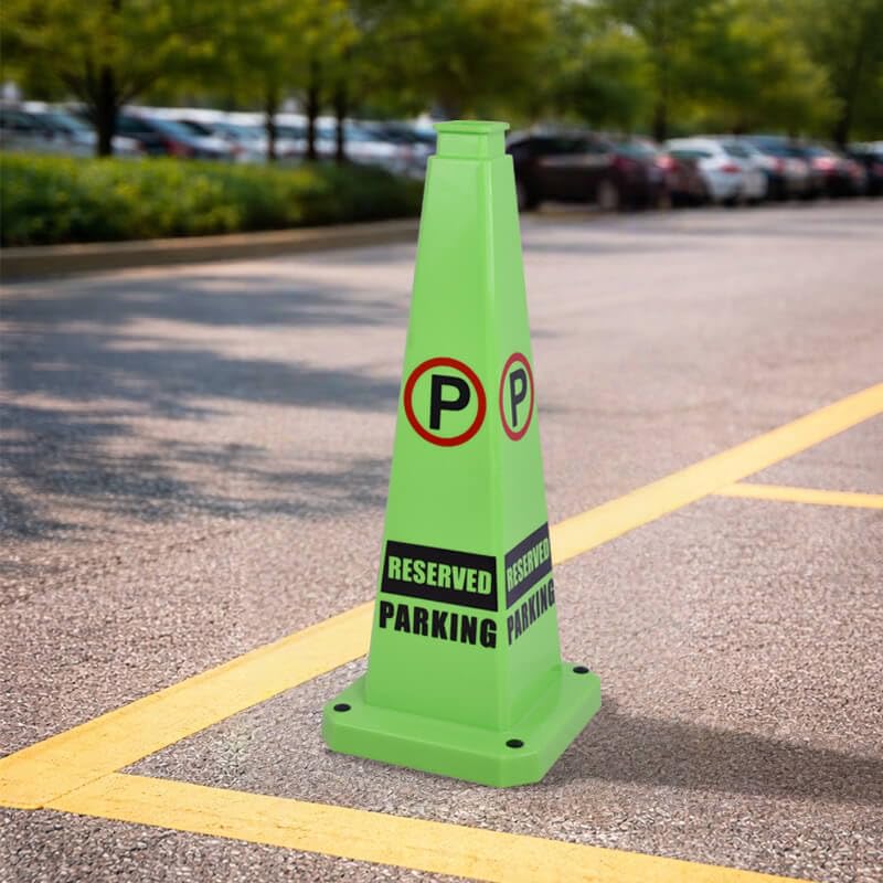 28 Inch Traffic Cones, 3 Pack Green Safety Cones with 4-Way "RESERVED PARKING" Sign and Heavy Rubber Base for Parking Lots, Event Venues, Driveways - color: RESERVED PARKING / GREEN, size: 28inch