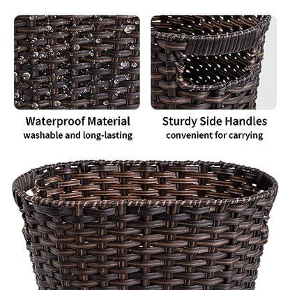 GRANNY SAYS Office Trash Can, Wicker Waste Basket for Bathroom, Dark Brown - color: Dark Brown, size: Rectangular - 13"L x 7½"W x 12¼"H