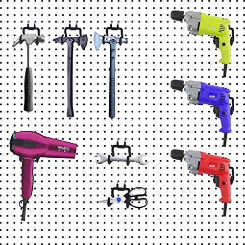 6PCS Pegboard Drill Holder Pegboard Hooks Pegboard Accessories for Tool,Accessory Storage,Jewelry Display,Craft Hobby Supplies in Places-Garage,Kitchen,Workbench,Basement,Craft Room,Shop