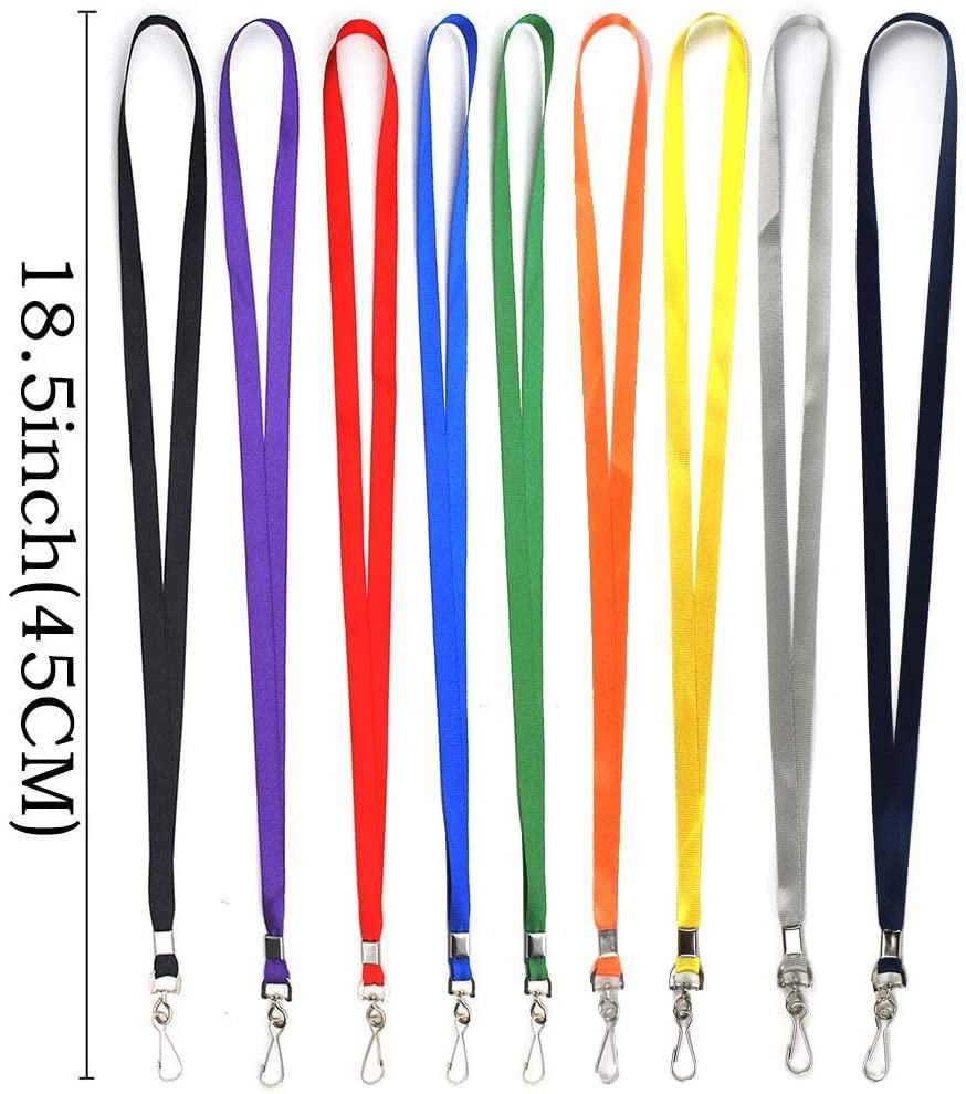 Beebel Lanyards 100 Pcs Lanyard for Id Badges Flat Lanyard with Badge Clip J-Hook (Pack of 2) - color: Black, size: 200 Pack