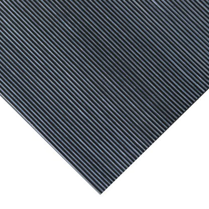 Rubber-Cal Fine Rib Corrugated Rubber Floor Mat - 1/8" x 3ft x 3ft Black - size: 36"L x 36"W x 0.1"Th