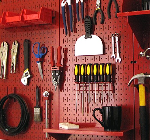 Wall Control Pegboard 32in x 16in Red Metal Pegboard Tool Board Panel - color: Red