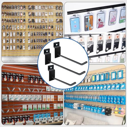Slatwall Hooks 200Pcs - 4/6/8 Inch Slatwall Accessories - Hanging Hooks & Hangers for Garage, Shop, Retail Display