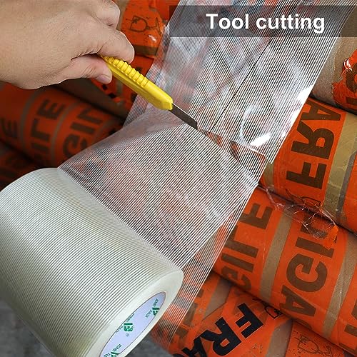 BOMEI PACK Wide Strapping Tape 6Inch, Heavy Duty Reinforced Packing Tape, Fiberglass Filament Tape 60yds 5.5Mil - size: 150mm x 60y/1roll