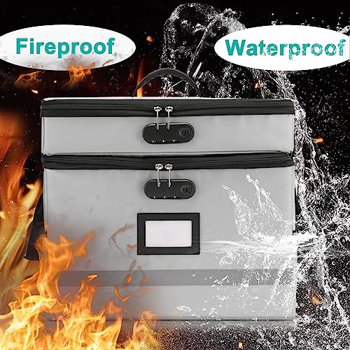EXLIFBAG Fireproof File Organizer with Lock, 2 Layer - color: Grey, size: 2 Layer