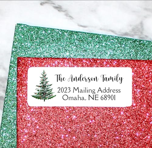 Sunshine Stickers Custom Christmas Return Address Labels-Personalized Holiday Return Address Labels, Set of 120 Self Adhesive Mailing Rectangle Personalized Name Stickers for Envelopes (Pattern 1) - style: Pattern 1