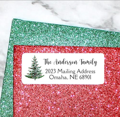 Sunshine Stickers Custom Christmas Return Address Labels-Personalized Holiday Return Address Labels, Set of 120 Self Adhesive Mailing Rectangle Personalized Name Stickers for Envelopes (Pattern 1) - style: Pattern 1