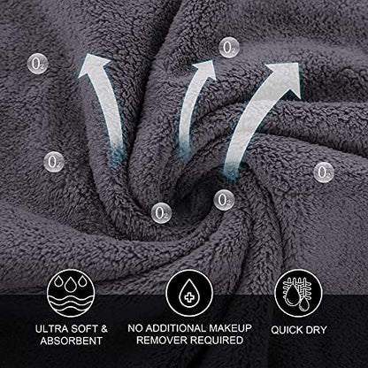 MOONQUEEN Microfiber Facial Cloths Fast Drying Washcloth 12 Pack - Premium Soft Makeup Remover Cloths - Grey - color: Grey, size: 12x12 Inch (Pack of 12)