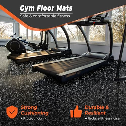 SUPERJARE 0.4'' Thick 24 Pcs 96 Sq Ft Rubber Top Exercise Equipment Mats - size: 24 Tiles (96 Sq Ft)