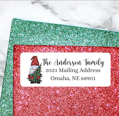 Sunshine Stickers Custom Christmas Return Address Labels-Personalized Holiday Return Address Labels, Set of 120 Self Adhesive Mailing Rectangle Personalized Name Stickers for Envelopes (Pattern 7) - style: Pattern 7